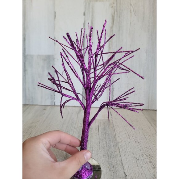 Purple glitter sparkle haunted Halloween tree Village accessory - Picture 3 of 9